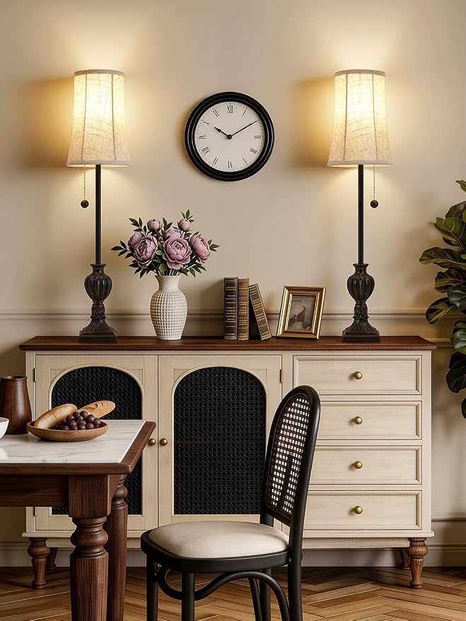 EJIAXIN Buffet Table Lamps Set of 2-28" Tall Skinny Black Resin Table Lamp - Image 4