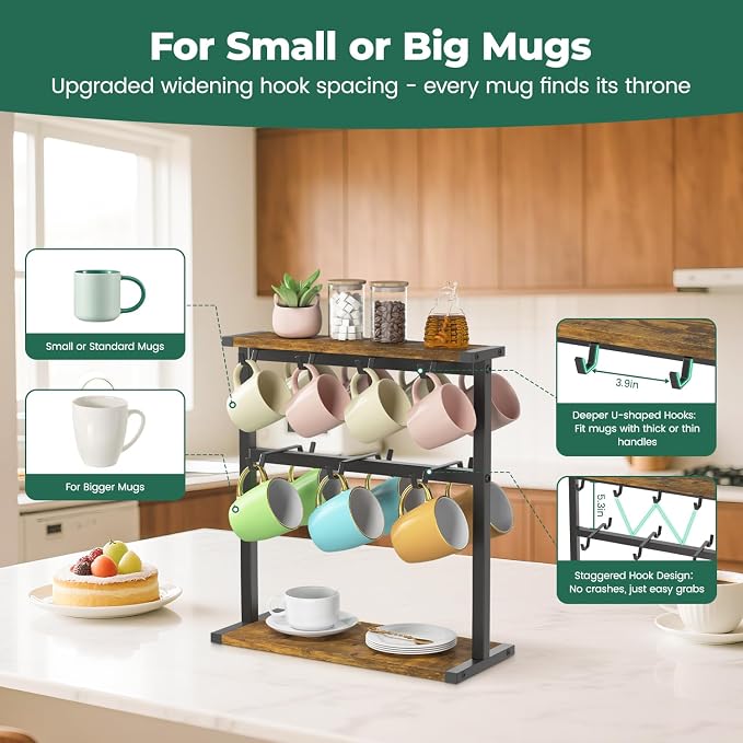 EsLuker.ly Coffee Mug Holder Cup Tree Rack - Image 4