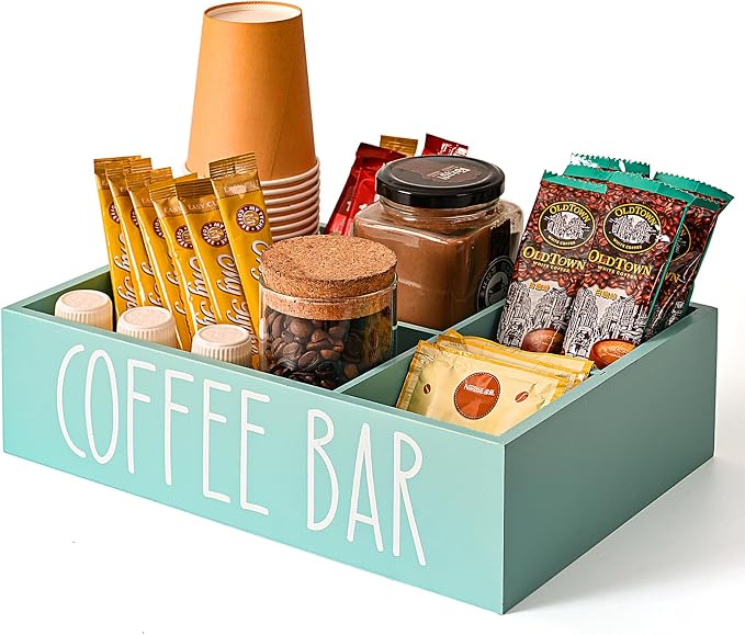 STORAGENIE Wooden Coffee Station Organizer – Removable Dividers, Storage by STORAGENIE