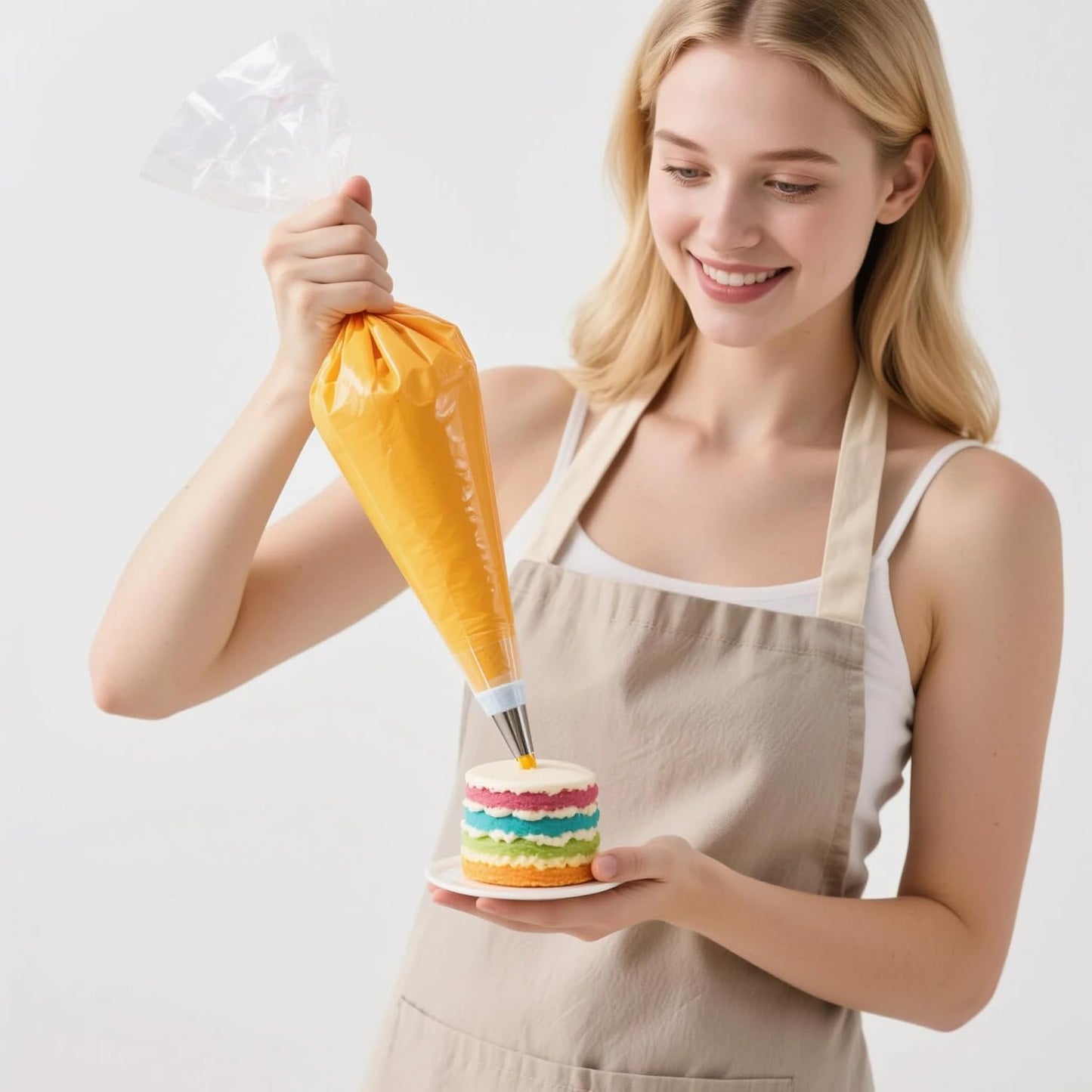 100 PCS Disposable Icing Piping Bags, HOMIOVE 23 Inch XL Large Thick Disposable Cream Frosting Bags, Anti Burst Non-Slip Design, Cake Decorating Bags for Tips Baking Cupcake
