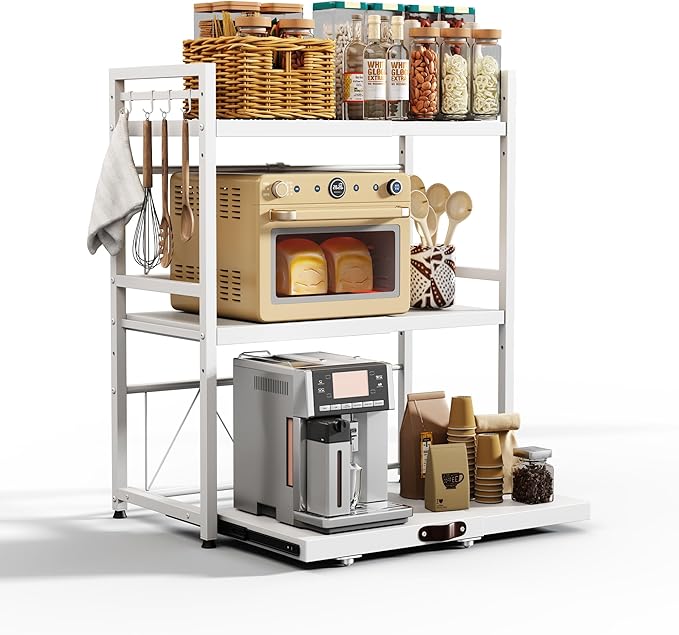NETEL Expandable Microwave Stand, 3 Tier Metal Kitchen Countertop Organizer by NETELOfficial
