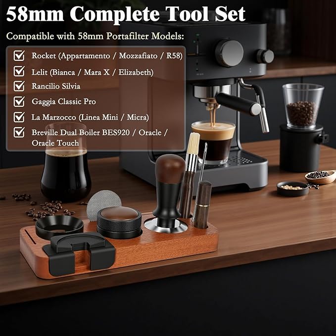 8 PCS Espresso Accessories Kit, 58mm Espresso Tamper Kit Coffee Tamper Set - Image 2