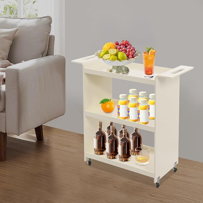 Acrylic Rolling Serving Cart, 3 Tier Clear Bar Cart, Acrylic Serving Storage - Image 3