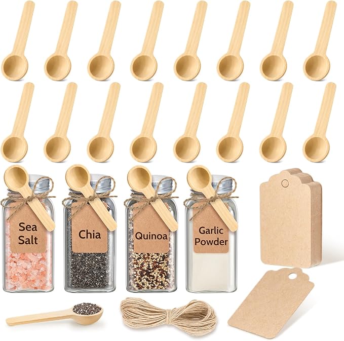 MORGLES 20Pcs Small Wooden Spoons Set, 3 Inches Mini Wood Tasting Spoon by Morgles