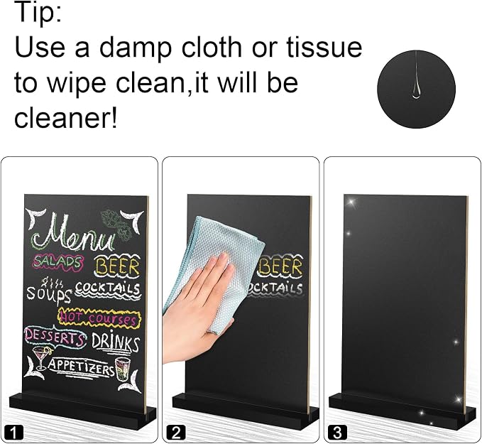 EHWINE Chalkboard Easel Sign Set, 4 Pack 8.7 x 12 Inch Double-Sided Wooden - Image 3