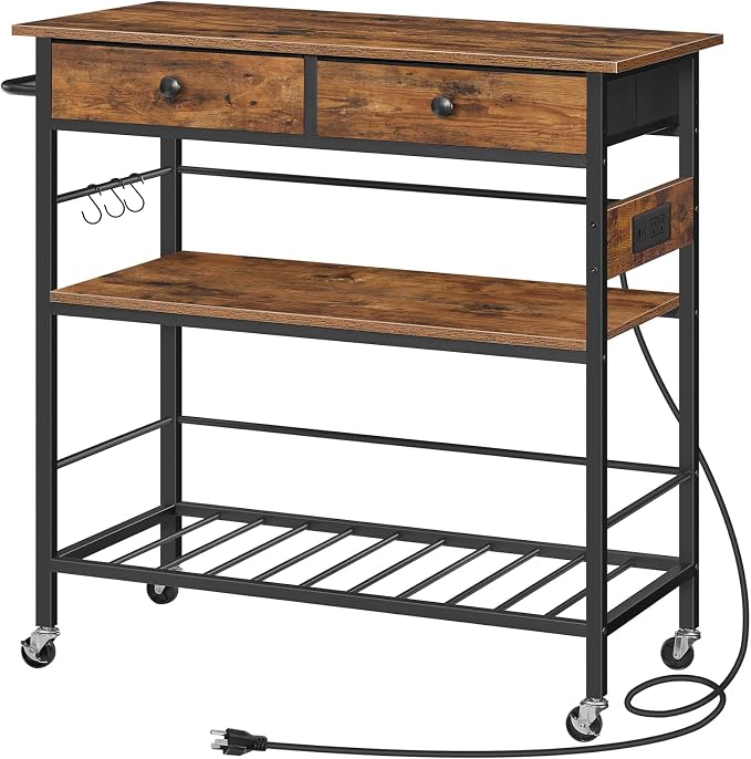 HOOBRO Kitchen Island with Storage, Rolling Island Cart by HOOBRO