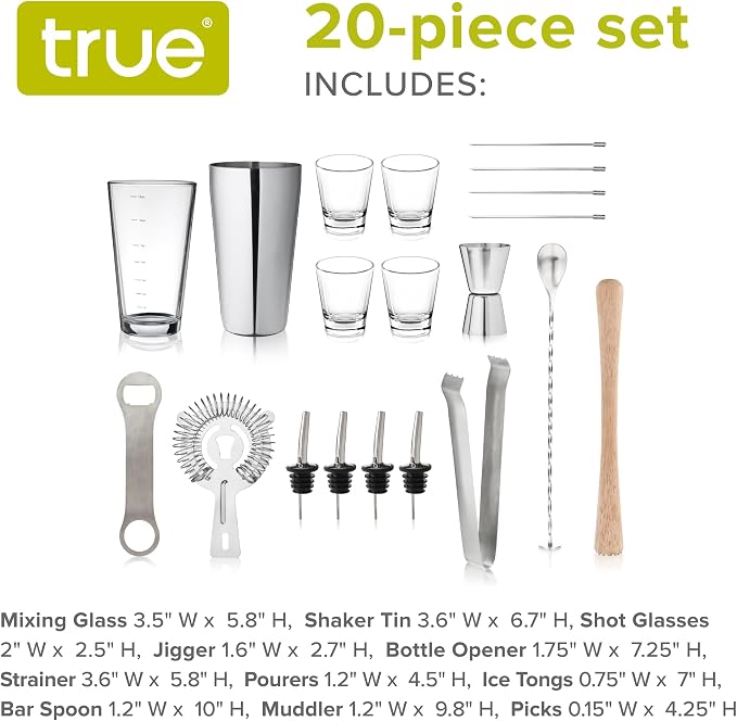 True 20-Piece Cocktail Shaker Bar Set - Image 3