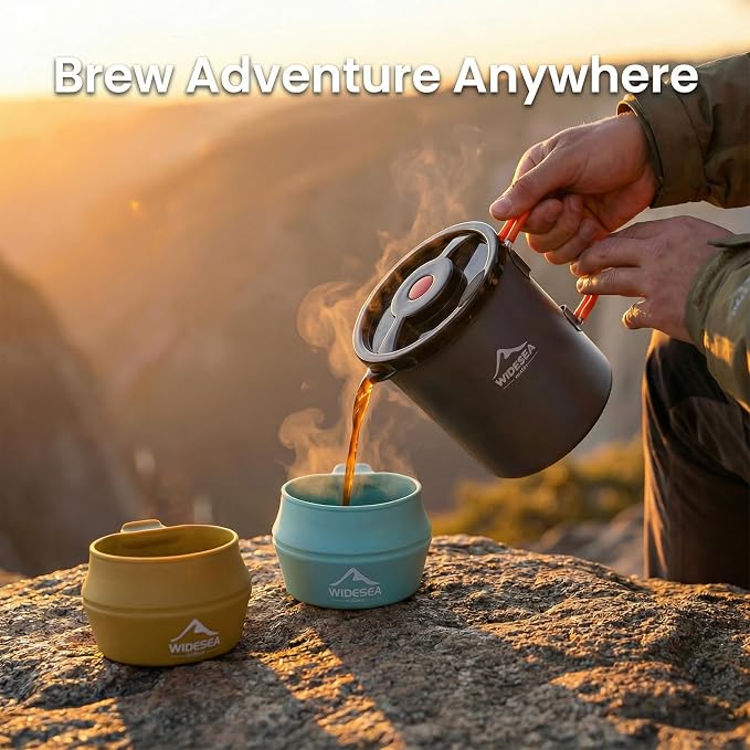 widesea Portable French Press Coffee Maker Set - 750ml Camping Coffee Cup - Image 5