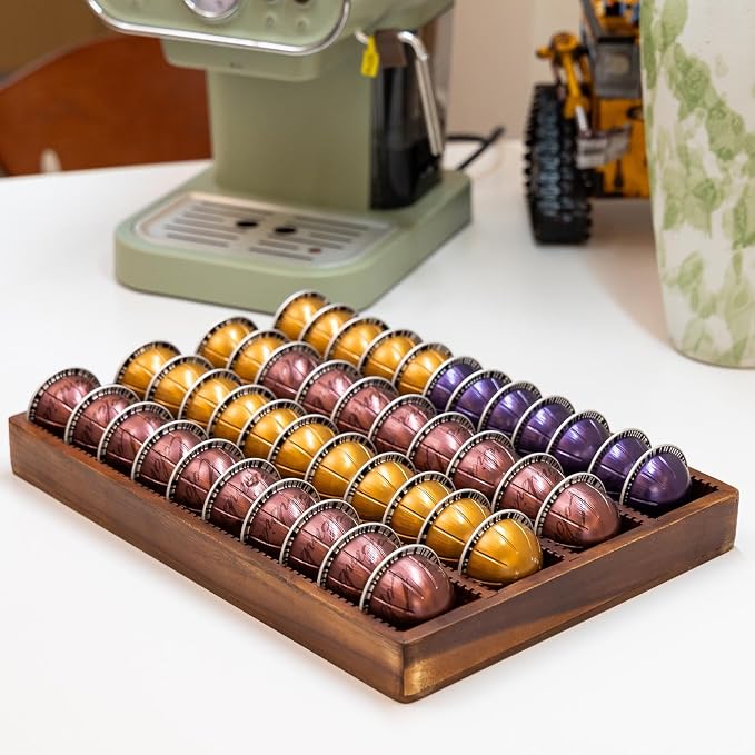 Acacia Wood Coffee Pod Holder Tray Compatible - Image 6