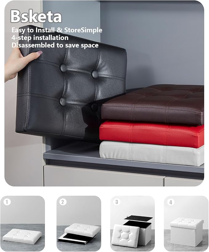 Bsketa Folding Storage Ottoman, Foot Stool - Image 3