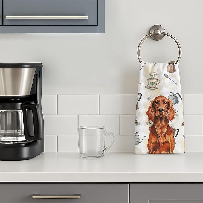 Caroline's Treasures Irish Setter Coffee Bar Kitchen Towel Velour Plush Front - Image 3