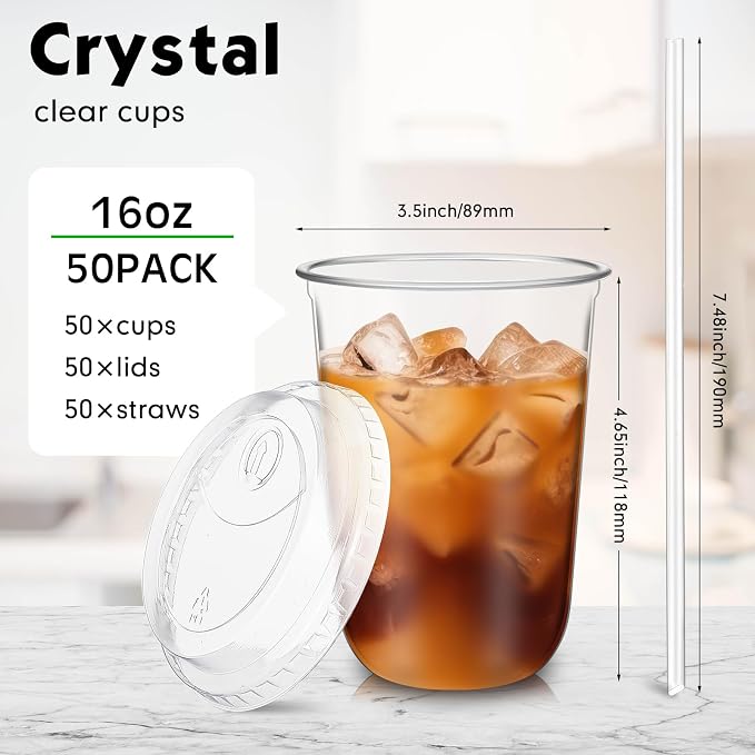 Ziliny 50 Sets Crystal Plastic Cups - Image 3