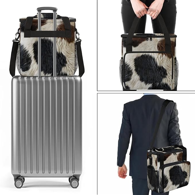 Brown Cow Coffee Maker Carring Bag, Large Insulated Storage Organizer Case Tote - Image 7