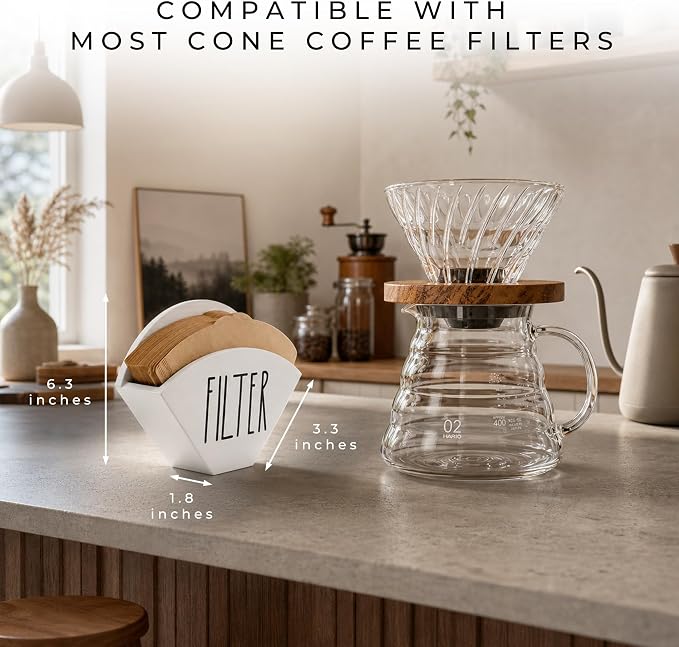 Wood Coffee Filter Holder, Farmhouse Cone Filter Storage Organizer, Wall Mount - Image 4