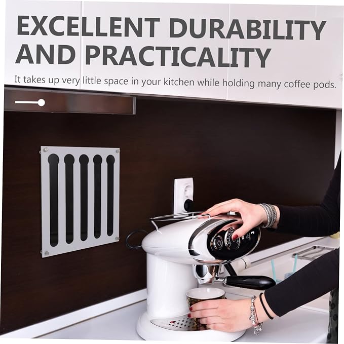 Zerodeko Black White Wall Mounted Capsule Storage Rack Coffee Bar Shelf Cup - Image 2