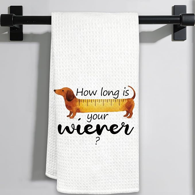 Wiener Dog Hand Towel, Dark Humor Bathroom Decor by Unknown