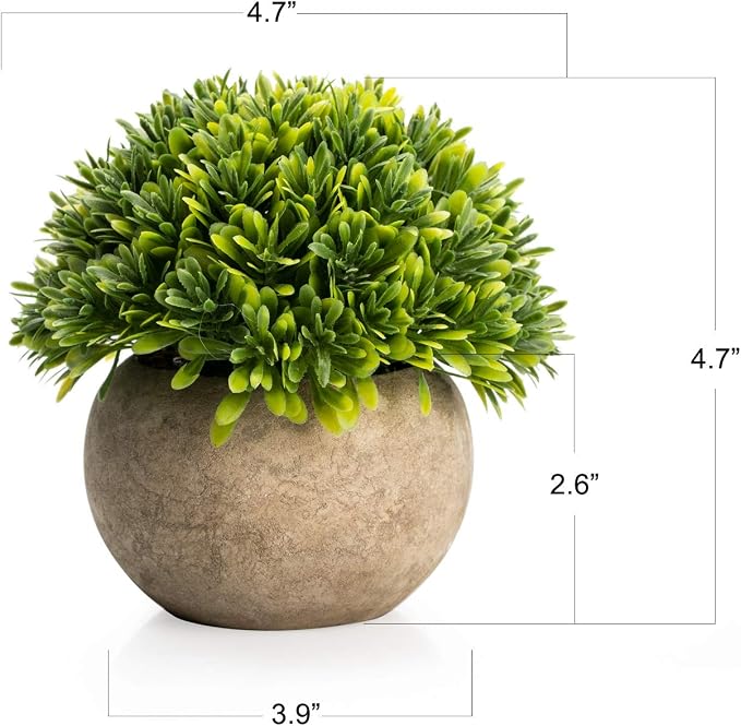 Velener Artificial Boxwood Faux Plant Indoor- Topiary Small Desk Plant Decor - Image 2