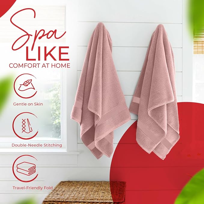RIVERSIDE Medium Bath Towel Set of 4, 24x48 Inches – 100% Ring-Spun Cotton Bath - Image 5
