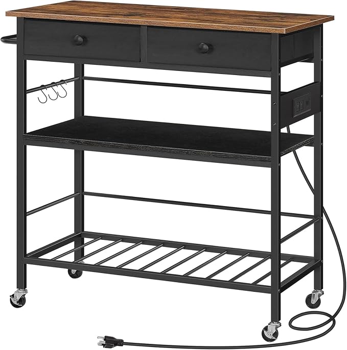 HOOBRO Kitchen Island with Storage, Rolling Island Cart by HOOBRO