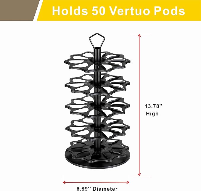 FlagShip 50 Vertuo Pods Carousel Holder Black Coffee Pod Holder 360° Rotating - Image 2