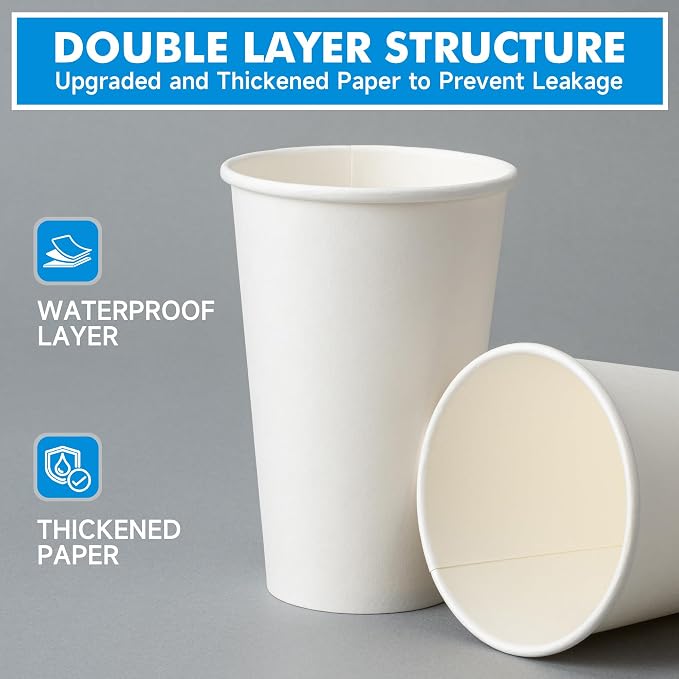 RACETOP 16 oz 500 Pack Disposable Paper Coffee Cups - Image 5