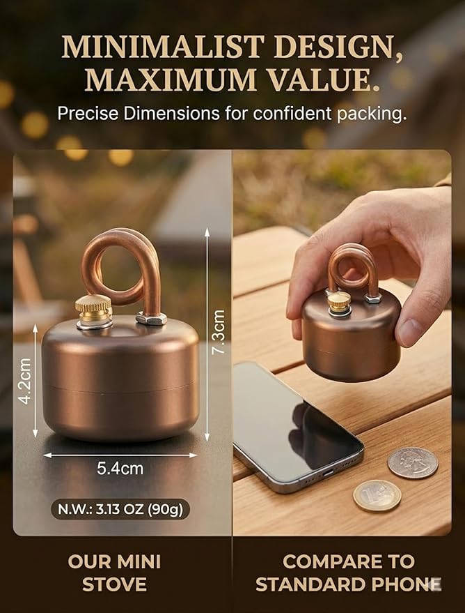 Mini Alcohol Stove, alcohol stove camping, 3.5OZ Portable Brass Spirit Burner - Image 6