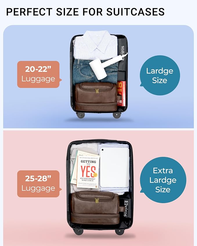 Elviros Toiletry Bag for Mens PU Leather Travel Organizer Kit - Image 4