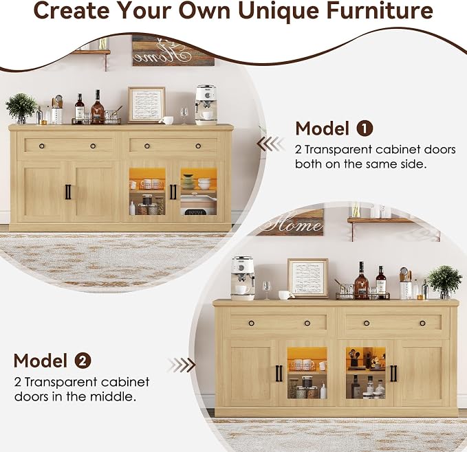 63'' Sideboard Buffet Cabinet - Image 8