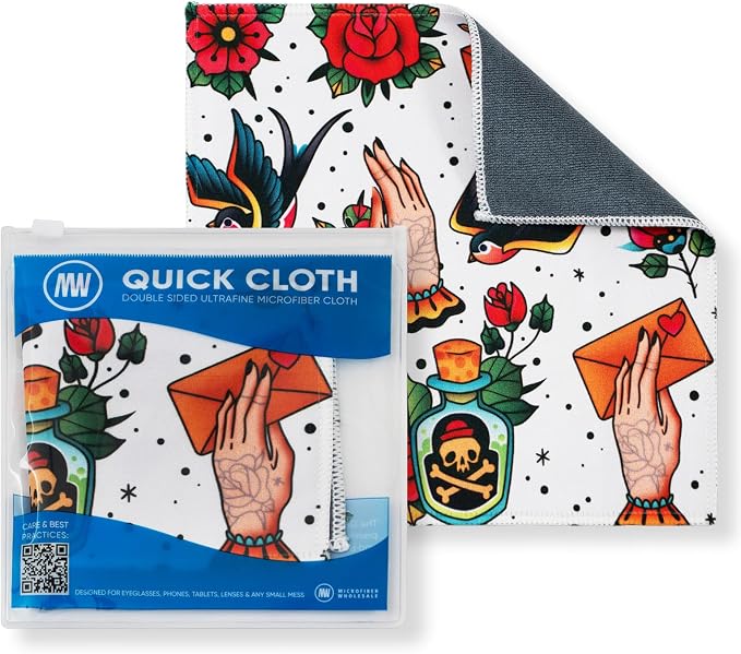 Microfiber Wholesale Quick Cloth Glasses Cleaning Cloths–8x8 Tattoo 1-Pack by MicrofiberWholesale