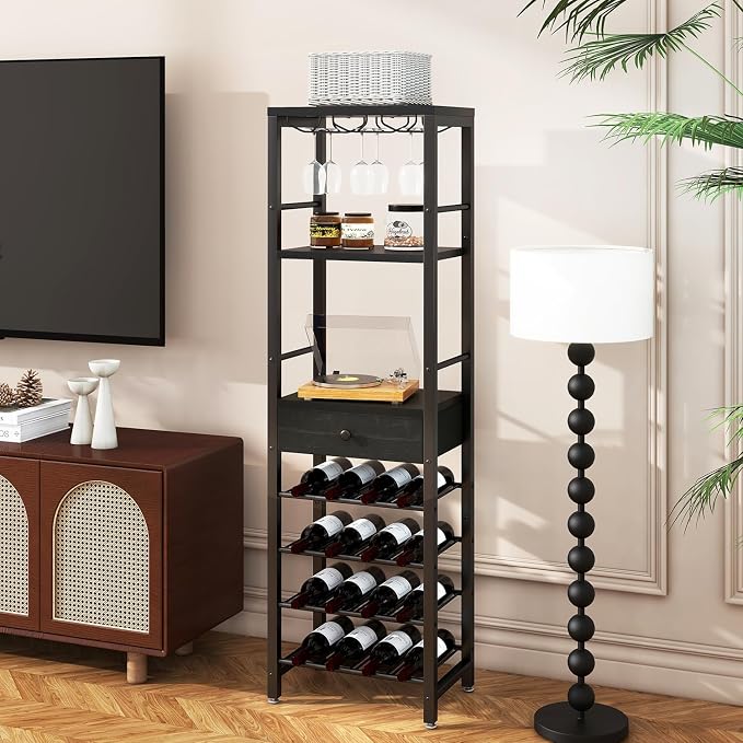 IBUYKE Wine Rack Freestanding Floor, Bar Cabinet - Image 7