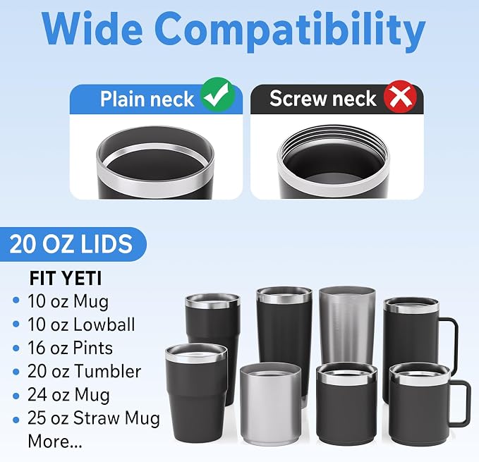 20 oz Tumbler Lid, 2 Pack Magnetic Slider Replacement Lids - Image 3