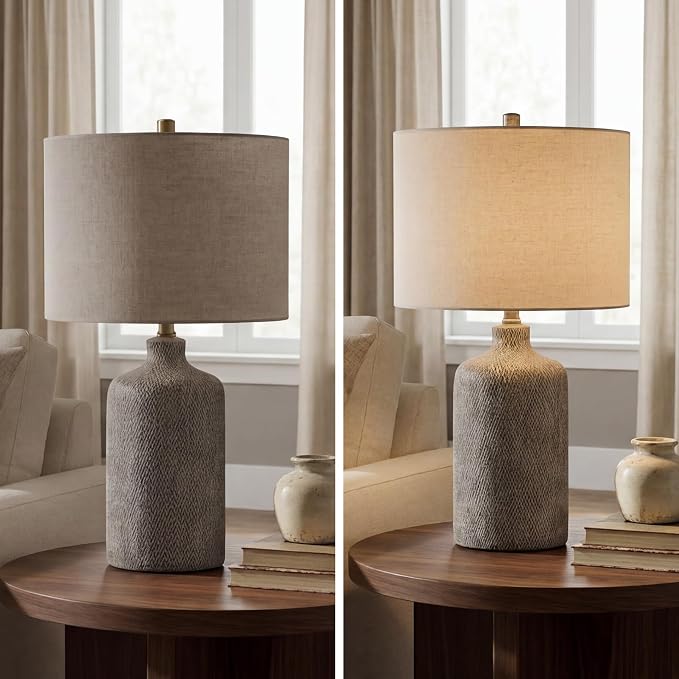Signature Design by Ashley Linus Modern 25" Ceramic Table Lamp, Natural Stone - Image 7
