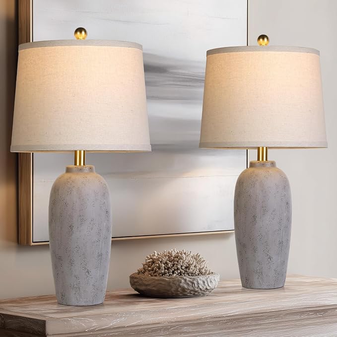 25“ Jar Table Lamps Set of 2, Ceramic Bedside Lamps by MouvovoLighting