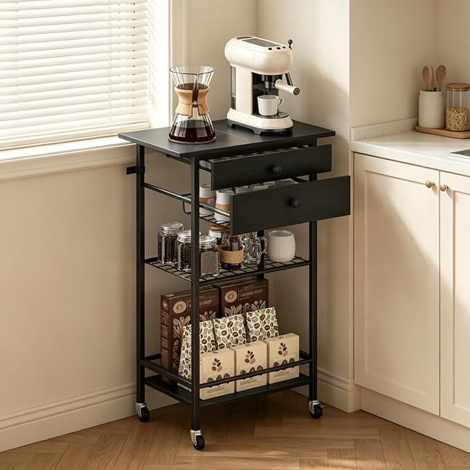 ETELI 5 Tier Rolling Coffee Bar Cart by ETELI