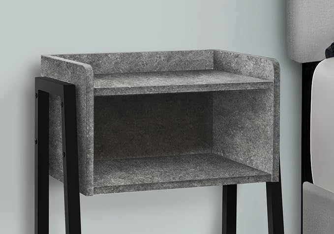 Slim Grey End Table with Storage Cubby, Modern 2-Tier Accent Side Table with - Image 5