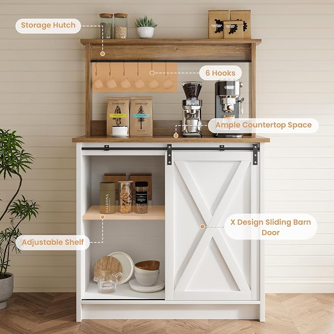4ever2buy Farmhouse Coffee Bar Cabinet - Image 6