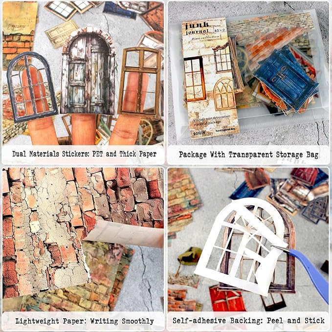 Diuhofart Vintage Scrapbooking Kit, 90 Sheets Garden Theme, Scrapbook Stickers - Image 3