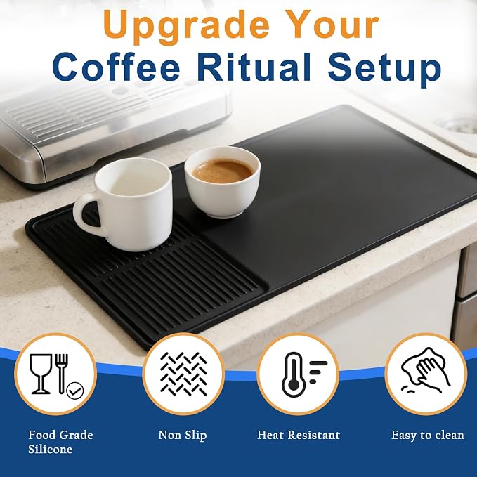 Mrcrypos Silicone Coffee Station Mat 16x24 Inch, Spill-Proof Bar Mat - Image 4