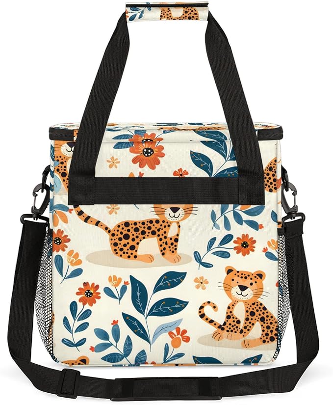 Leopard Animal Coffee Maker Carring Bag, Large Insulated Storage Organizer Case - Image 5
