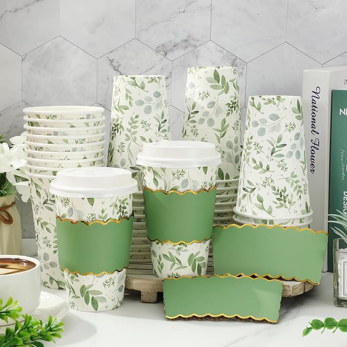 JarThenaAMCS 50 Pcs Greenery Coffee Cups - Image 4