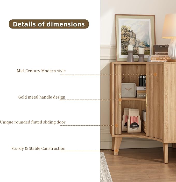 Fluted Corner Cabinet, Small Corner Floor Cabinet - Image 3