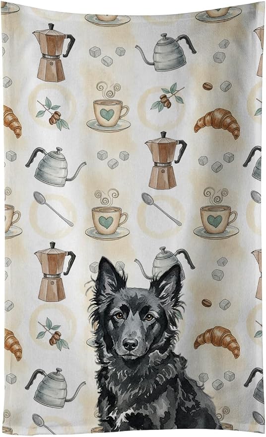 Caroline's Treasures MUDI Coffee Bar Kitchen Towel Velour Plush Front and by CarolinesTreasures