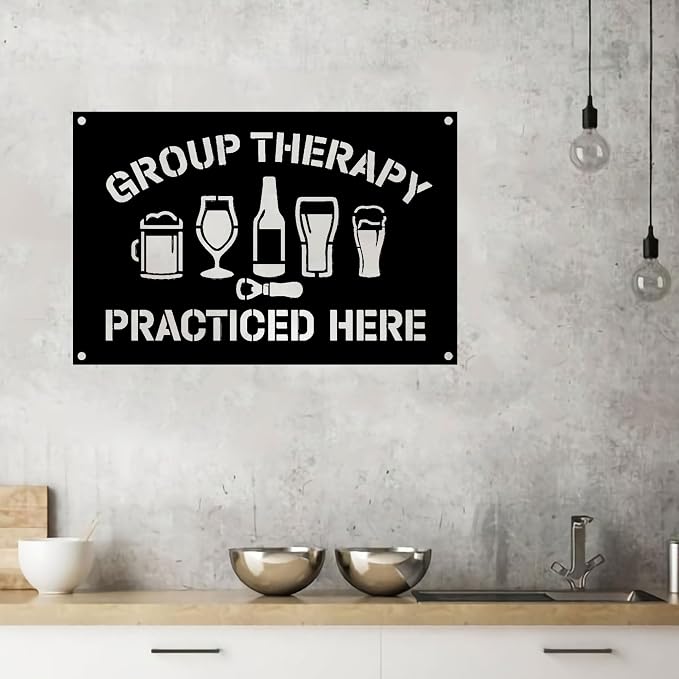 Group Therapy Metal Sign, Bar Sign, Rustic Farmhouse Wall Decor, Basement Bar - Image 4