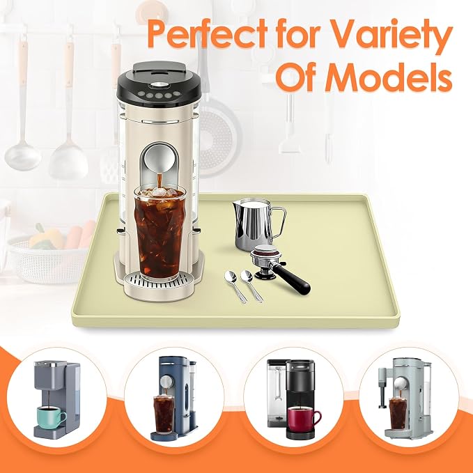 Silicone Coffee Maker Mat with Lip, 15.7'' x 11.8'' Heavy Duty Coffee Maker Mat - Image 6