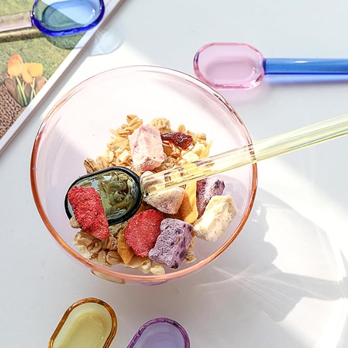 4pcs Colorful Glass Spoons Set, 6.1Inch Straight Handle - Image 6