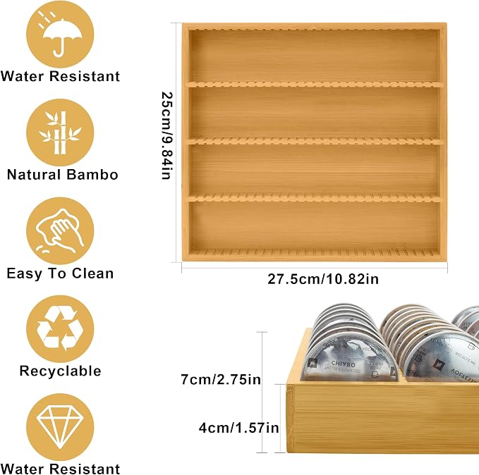 MinBoo Bamboo Coffee Pod Storage Holder Drawer Insert - Image 2