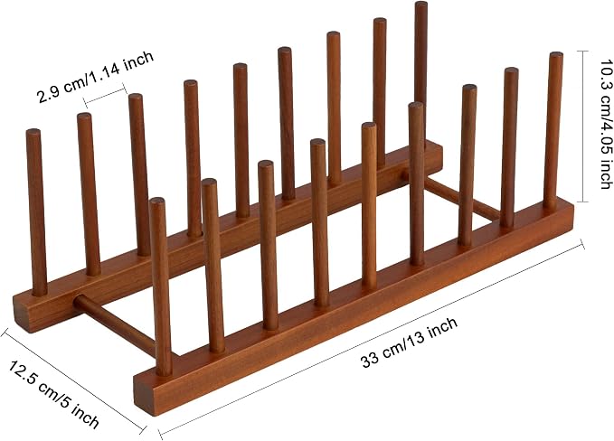 HBlife 4pcs Teak Dish Drying Rack Plates Holder Stand Kitchen Storage Cabinet - Image 4