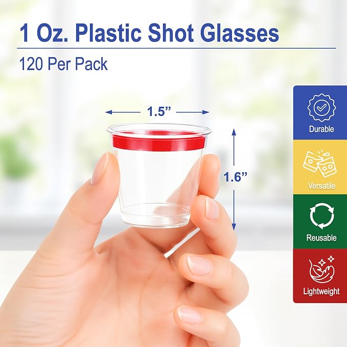 Mandala Crafts Disposable 1oz Plastic Mini Shot Glasses - Image 3