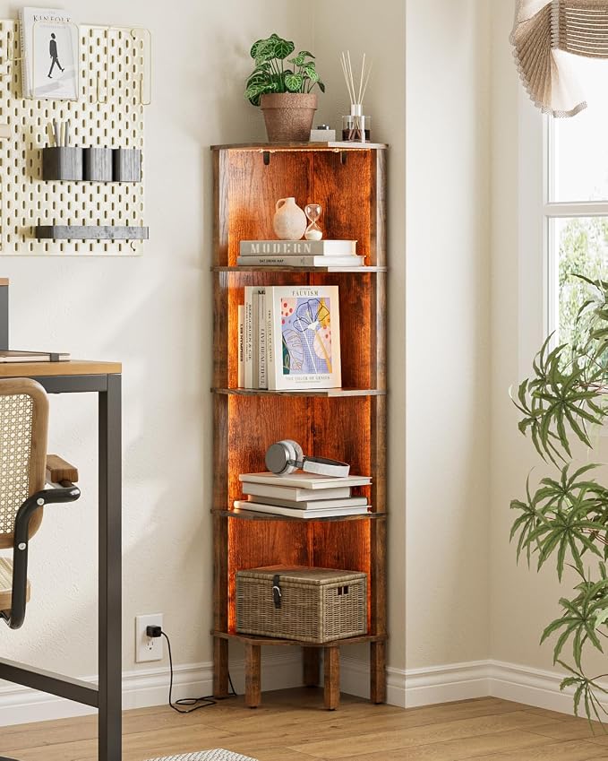 Corner Shelf Stand, 5 Tier Corner Bookshelf, Corner Furniture - Image 6