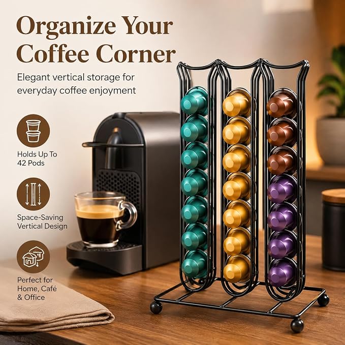 Coffee Capsule Holder Rack Iron 42 Coffee Pods Storage Organizer Tower - Image 5